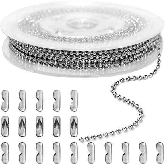 33ft Ball Chain 2.4mm Silver Stainless Steel Bead Link Chain Roll - Picture 7 of 7